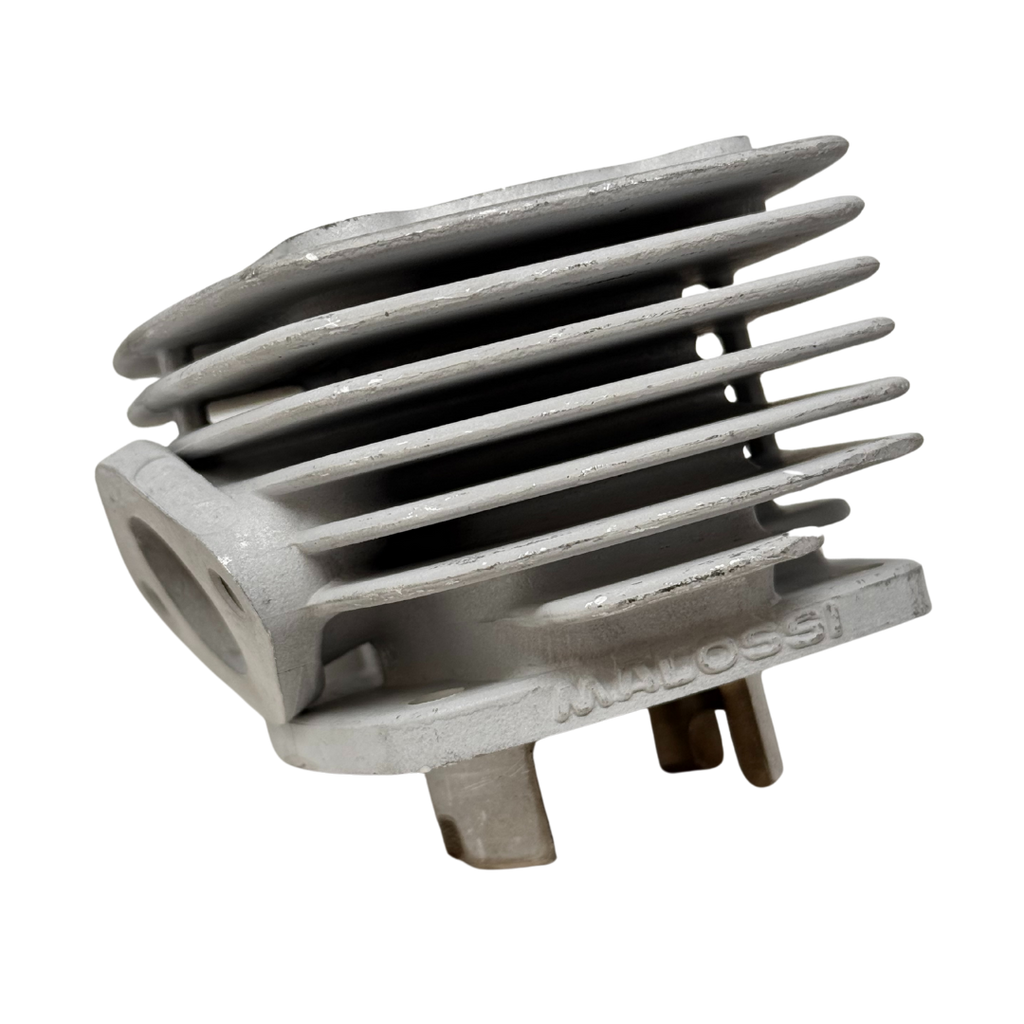 Metallic engine part with 'Malossi' branding on a white background
