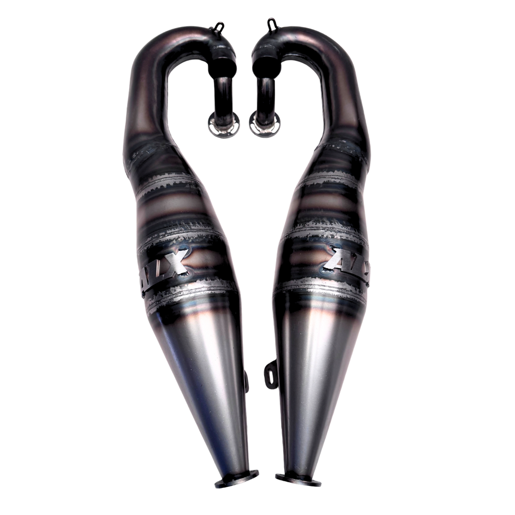 Pair of exhaust pipes on a white background