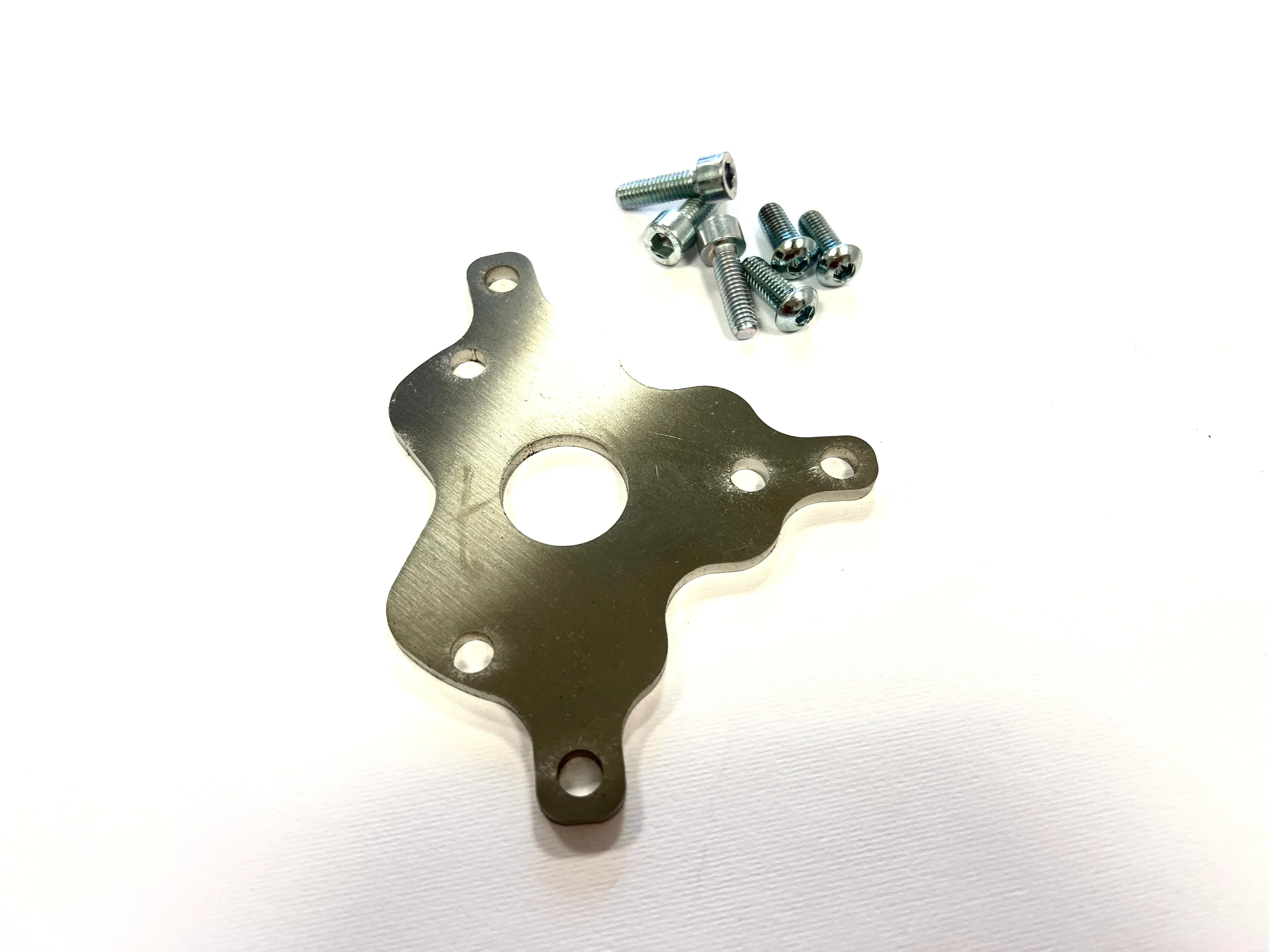 Metal bracket with screws on a white background