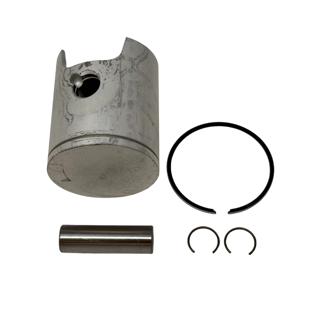 Piston and piston rings set on a white background