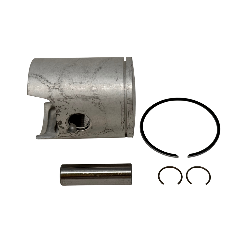 Piston and piston rings on a white background