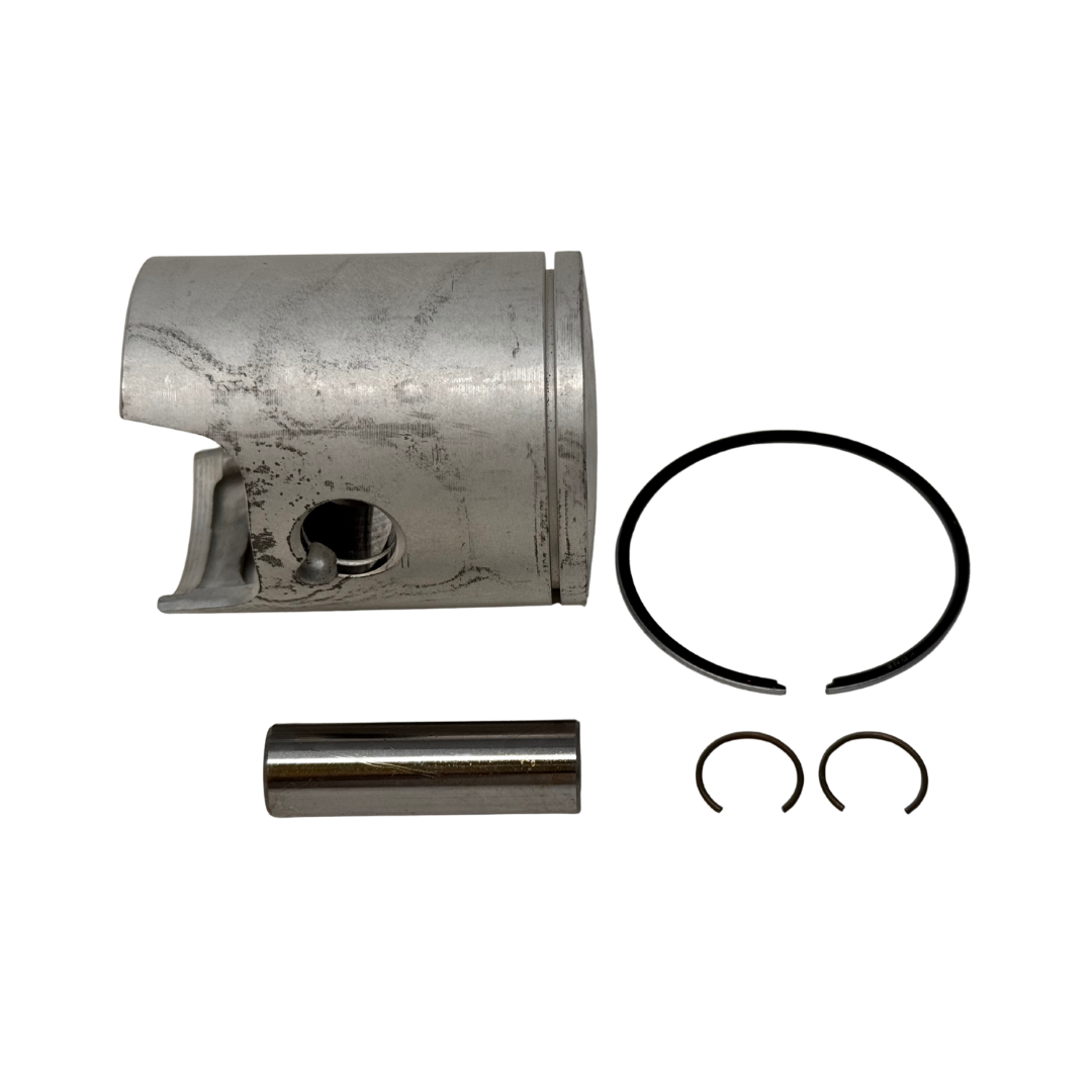 Piston and piston rings on a white background