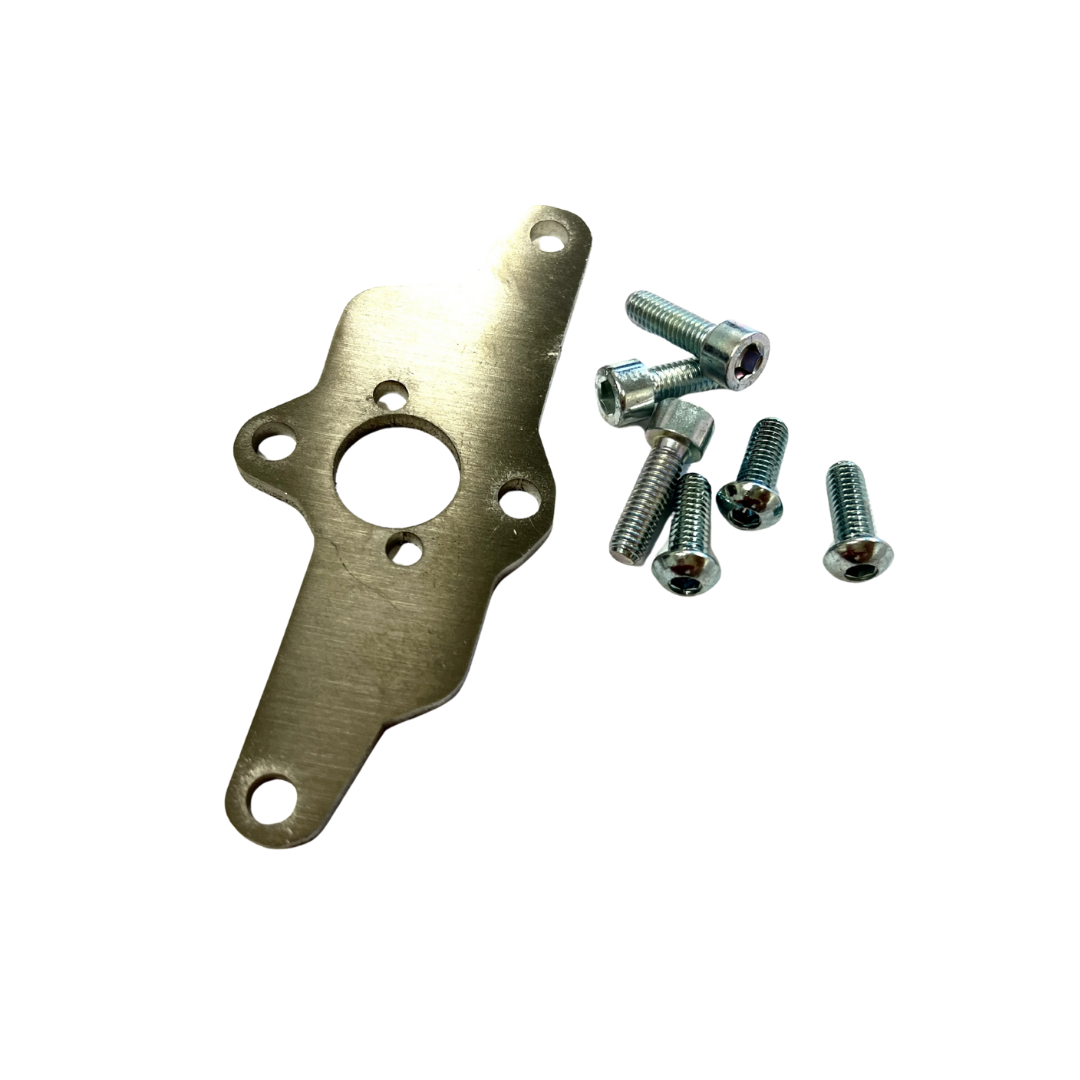 Metal bracket with screws on a white background