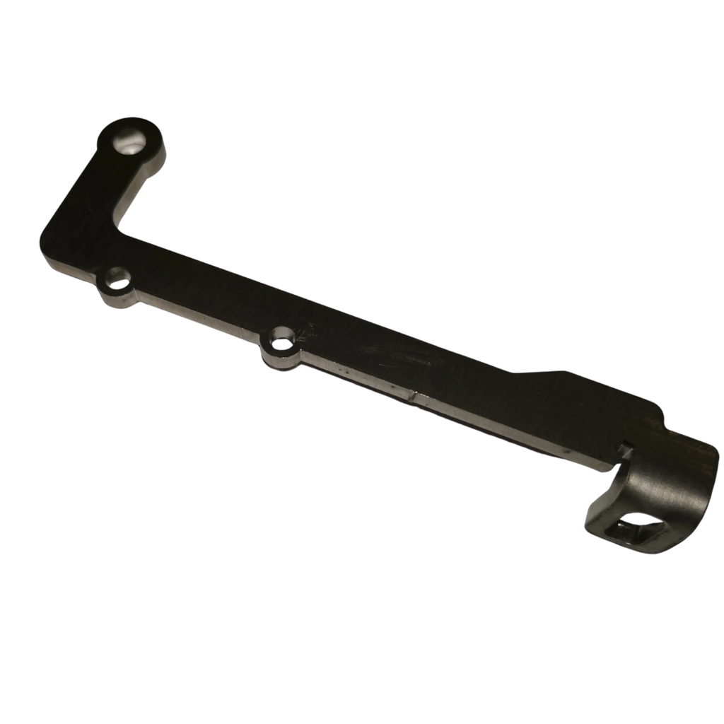 Black metal bracket on a white background