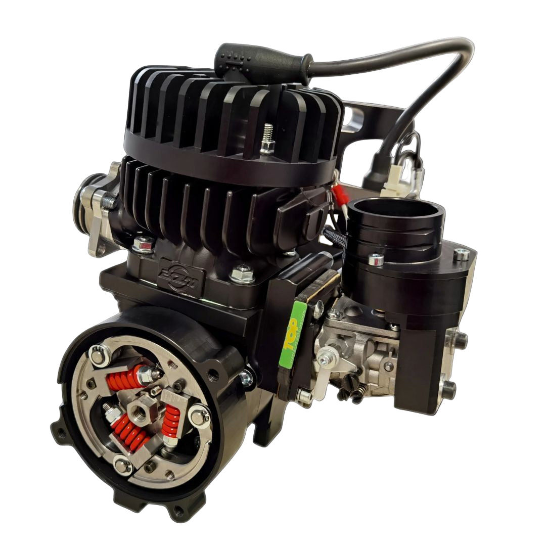 Engine or mechanical component on a black background