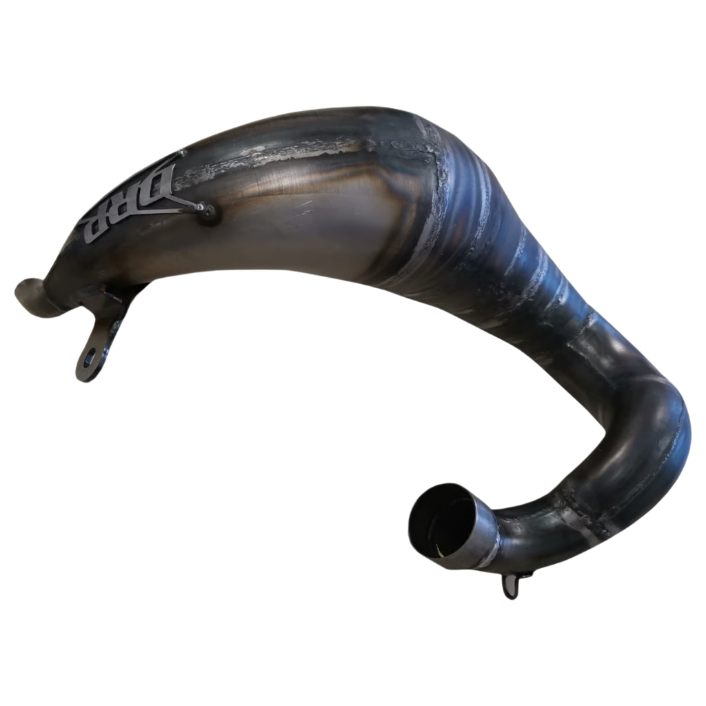 Black automotive exhaust pipe on a white background