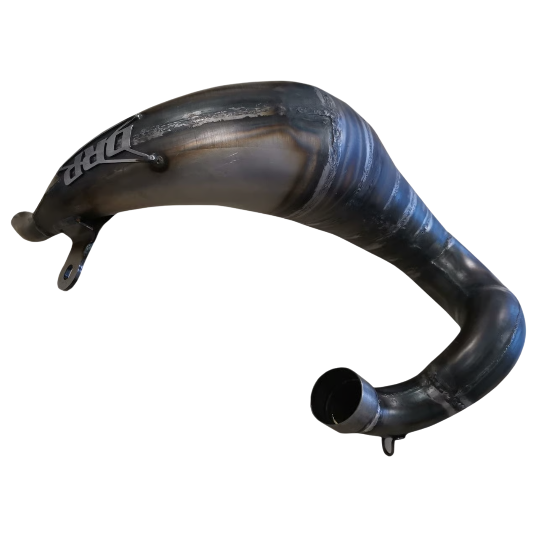 Black automotive exhaust pipe on a white background